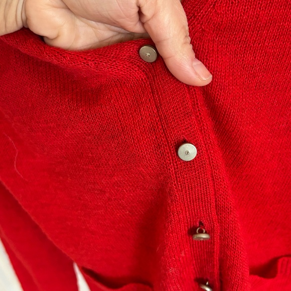 J.Crew red wool alpaca cardigan with silver diamond buttons *accepting offers - Picture 7 of 8